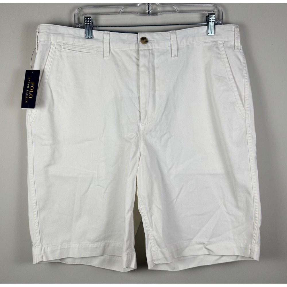 Polo Ralph Lauren Mens White Relaxed Fit Cotton Chino 9" Shorts Size 36 NWT - Picture 2 of 9